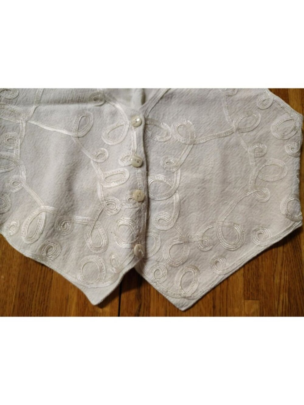 Takasami embroidered cream cotton vest Western cottagecore Mexican style - Picture 3 of 8